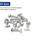 Beefy Drop In T Slot Bolt And M8 Nut Set For 45 Series Aluminum Profile Hammer Head T Bolts 8mm Thread 35mm Length 20 Sets