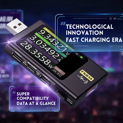 Beast USB Power Tester 4 To 28V 7A LCD Meter With USB A And Type C Ports Voltage And Current Readout Ripple Measurement Fast Charge
