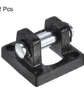 Two Pack Pneumatic Air Cylinder Rod Pivot Clevis Mounting Bracket For Rear Mounting, 45x45x30mm, 35mm Hole Spacing, Black Low-Carbon Steel, Durable Wear-Resistant Industrial Automation Part shown in black.