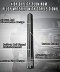 Flag Style Carbon Fiber Short Truck Antenna with valve stem caps shown on Silverado in black weatherproof material