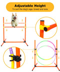 Dog Agility Training Set For Backyard And Indoor Use 4 Piece Obstacle Course with adjustable jump ring hurdle pole