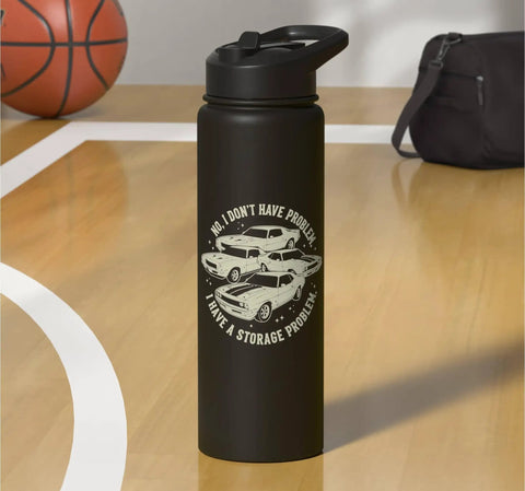 Storage Woes Take A Backseat No Cap With This Dual Wall Stainless Steel Insulated Water Bottle With Car Design On Court