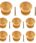 Eight Pcs Natural Wood Dresser Knobs Round Mushroom Cabinet Knobs For Drawers And Cupboards One Inch Diameter Seven Eighths Inch Height With M4x25mm Screws Smooth Rustic Pulls For Furniture Makeovers