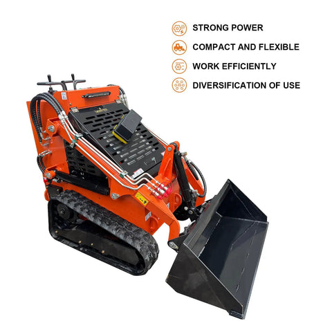 Compact Track Loader With 43.8 Inch Bucket, Stand On Skid Steer, 23HP Hydraulic Drive, 840 Lb Lift, 3600 RPM, Rugged Mini Skid Steer