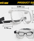 2 Pack PVC Safety Goggles With UV400 Transparent Lenses White Vent Valve Anti Fog Comfort Fit And Adjustable Elastic Band