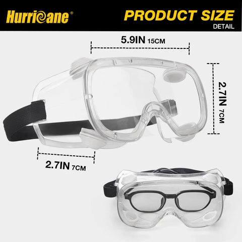 2 Pack PVC Safety Goggles With UV400 Transparent Lenses White Vent Valve Anti Fog Comfort Fit And Adjustable Elastic Band