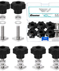 24Pcs T Nut Adapter Kit M8 Slot Blocks with nuts, star grip nuts, washers, and square sliding blocks for roof rack carriers
