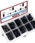 DIY Friendly Black Nylon Screw Spacer Kit 495 Pieces Round Spacers No Thread for Electrical Boxes Switches Outlets Versatile Inner Diameters and Lengths for Stable Quick Installations and Easy Replacements in Home Improvement Projects, 165-piece case