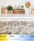 Lighting effects on Marble Look Vinyl Countertop Cover Peel And Stick Self Adhesive Laminate for Kitchen 36 Inch by 216 Inch