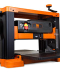 Garage Ready Spiral Benchtop Thickness Planer boasts 26 staggered HSS blades and quick set depth gauge for easy milling.