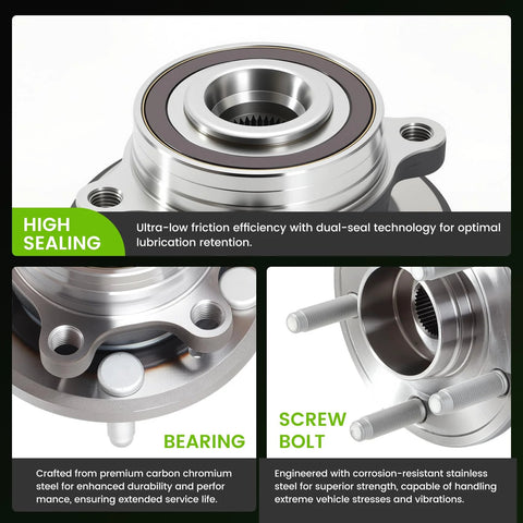 Front And Rear Wheel Hub And Bearing Assembly Two Piece Kit With 5 Lug ABS Sensor Direct Replacement For 2011 To 2019 Explorer