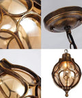 Detailed view of Outdoor Pendant Lights For Porch And Yard Old School Vintage Exterior Hanging Lantern With Spherical Glass Shade Bronze Aluminum Fixture