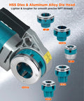 HSS dies and aluminum alloy die head for upgraded 2300W electric pipe threader, designed for precise NPT threads.