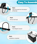 Installation steps for Bedside Caddy Storage Organizer for Bunk Beds and Dorm Rooms, Waterproof Canvas Shelf with Adjustable Hooks.