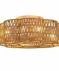 Pixxrib Boho Caged Ceiling Fans with Lights for Bedroom Living room, yellow twine woven design, modern ceiling light fixture.