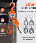 Manual Lever Chain Hoist 0.75 Ton 1650 Lbs 10 Ft Come Along Weston Double Pawl Brake Galvanized Steel 360 Degree Hook with G80 chain