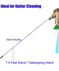 Telescoping wand for pressure washer gutter cleaning with brass pivoting coupler and green 1/4-inch quick-disconnect nozzle.
