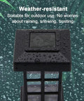Close-up of Solar Pathway Lights Outdoor LED Solar Powered Garden Lights with raindrops, showing weather-resistant features.