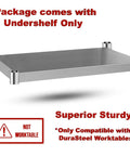 Galvanized Under Shelf For 30 By 18 Inch Work Tables With Extra Adjustable Lower Shelf Fits Stainless Steel And Wooden Tables