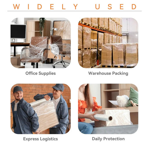 Heavy Duty Stretch Wrap Roll 18 Inch Width X 1500 Feet Long Four Pack 80 Gauge Film 600 Percent Stretch Zero Sticky Residue Super Grippy On Furniture And Boxes Locks Down Cargo Smoothly With Zero Hassle