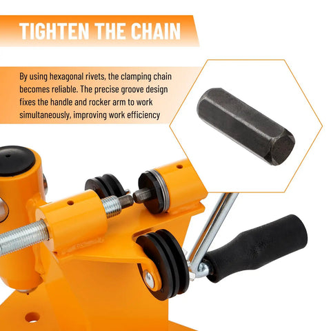 2 In 1 Chainsaw Chain Breaker And Rivet Spinner Kit with hexagonal rivet and lever for home shop benchtop repair.