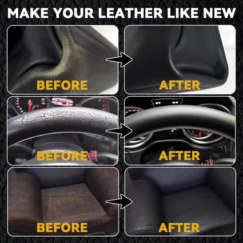 Before and after results using DIY Leather Repair Kit For Furniture And Cars, No Skills Needed, Fix Cracked Seats and Restore Interiors.
