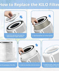 How to replace the KILO filter with Air Purifier Filter Replacement for Afloia and Morento Models, HEPA 13 Three-Stage Filtration.