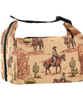 Cowboy themed lunch bag insulated tote with big capacity for work, picnics, and camping, featuring a Western print design.