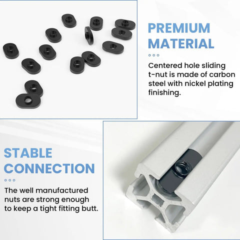 Twenty Pack 1/4-20 Threaded Centered Slide In T Slot Bolts For Aluminum Extrusion shown with aluminum profile.