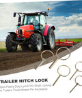 Ten Pack Safety Pin Locks For Lawn Mower Trailers And Farm Equipment Heavy Duty Lynch Pin Retainer Kit shown with red tractor