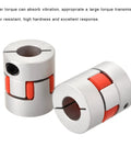 Plum Shaped Flexible Shaft Coupling 8mm To 14mm Or 10mm To 14mm Bore Aluminum Alloy Body With Polyurethane Sleeve