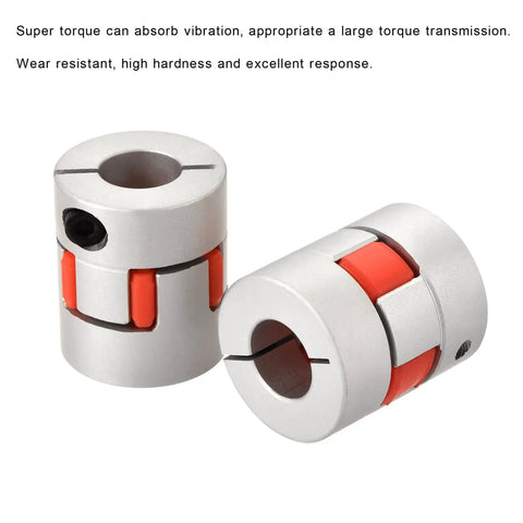 Plum Shaped Flexible Shaft Coupling 8mm To 14mm Or 10mm To 14mm Bore Aluminum Alloy Body With Polyurethane Sleeve