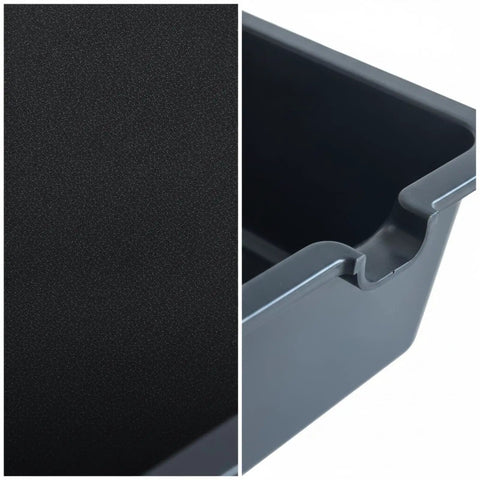 Close-up of Heavy Duty 6 Liter Square Oil Drain Pan With Long Spout showing the deep basin and raised edges for efficient oil collection.