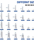880Pcs Screw Nuts And Bolts Kit M2 To M5 Hex Socket Head Cap Screws Nuts Washers In 304 Stainless Steel size chart