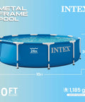 Blue Easy Setup 10 Ft Round Metal Frame Above Ground Pool Set With 30 In Deep Water Family Backyard Fun Includes 330 GPH Cartridge Pump