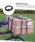 Elastic Cargo Binding Belt With Quick Release Tensioner securing a box on a bike, ideal for car roof racks and outdoor gear.