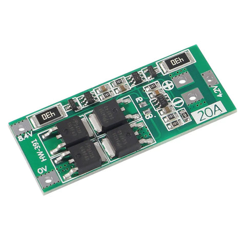 Badass 2S Battery Management Board With Automatic Balance Charging Circuit For 18650 Li Ion And Polymer Packs, compact green PCB with components.