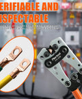 Close-up of Beefed Up Battery Cable Crimping Tool Kit For Heavy Duty Automotive Wiring with copper lugs.