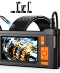Dual Lens Borescope With 32GB Card, 4.3 Inch Endoscope Camera With Light, 1080P Photo And Video, 16.4ft SemiRigid Inspection Snake, No Apps Needed, IP67 Waterproof For Automotive Engine And HVAC showing 4.3-inch screen and probe