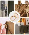 16 Pcs Mini O Ring Clip Spring Carabiner Set For Bags And Purses And Handbags, Round Gold And Silver O Rings And Clasps, Four Sizes For DIY Jewelry Making And Craft Projects, gold ring clip on bag and keychain