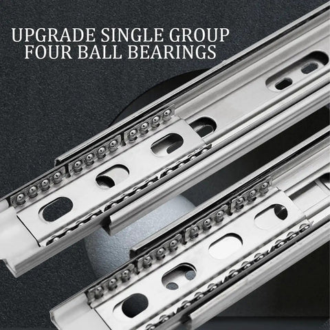 Close-up of Soft Close Full Extension Drawer Slides 10 Inch 1 Pair Heavy Duty Ball Bearing Side Mount Rails With Quiet Damping 100 Lb Load Capacity