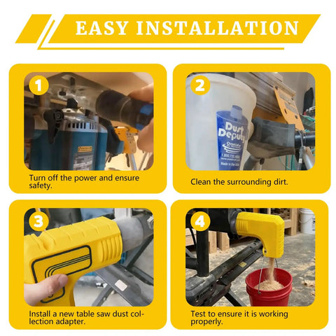 Table Saw Dust Collector Adapter Tool Free Install No Fuss Fits Most Saws With Durable Dust Port Suspended Collection Design