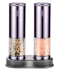 Rechargeable Electric Salt And Pepper Grinder Set with No Fuss One Hand Operation, adjustable coarseness, LED light, USB charging