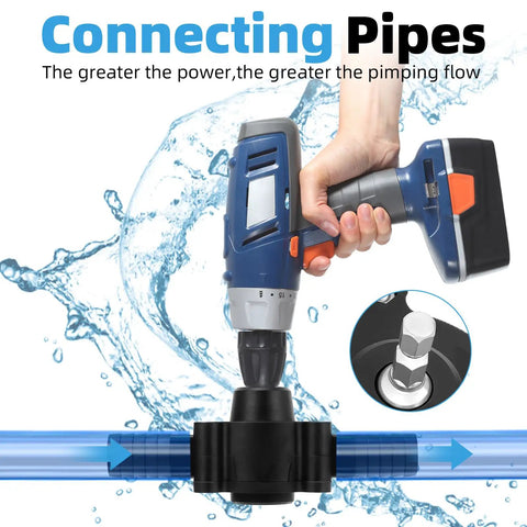 Two Pack Drill Powered Fluid Transfer Pump Handles Gasoline Oil Diesel Rapid Lift No Outlet Needed Self Priming Magic smooth suction in use.