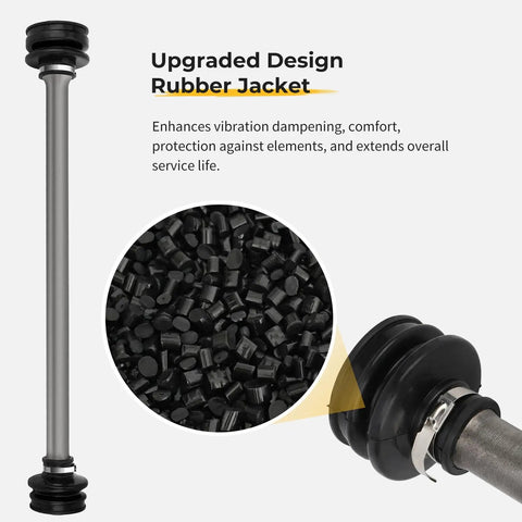 Close-up of rear propeller drive shaft with rubber jacket for Rhino 450 YXR45F and 660 YXR66F ATV UTV replacement sealed coupling.