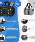 Comparison of two cooler bags showing Hard Shell Hybrid Soft Cooler Bag With Two Cup Holders Portable 40L Insulated Collapsible Cooler For Travel Beach Camping Picnic Leakproof Ice Chest Lunch Box Keeps Ice Longer Space Saving and a simpler grey cooler bag