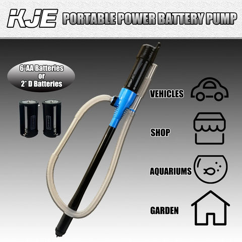 Portable Battery Powered Liquid Transfer Pump 2.2 GPM, All In One Electric Siphon with hose and battery options visible