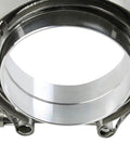 3.5 Inch ID Stainless Steel V Band Clamp Kit With Aluminum Flanges And 10 Mm Lock Bolt Bolt On Ready Universal Fit. Close-up view.