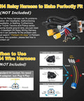 H4 relay harness information for 2 Pack 5x7 Inch LED Headlights H6054 6054 H5054 7x6 Sealed Beam showing wiring setup.