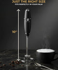 Versatile Handheld Milk Frother With Stand For Lattes Cappuccinos And Hot Chocolate Quick Foaming Wand With Coffee and Cup